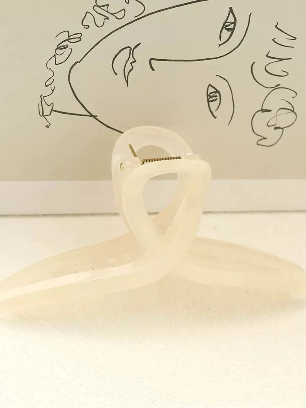Clear Cream Large Hair Claw Clip for Women